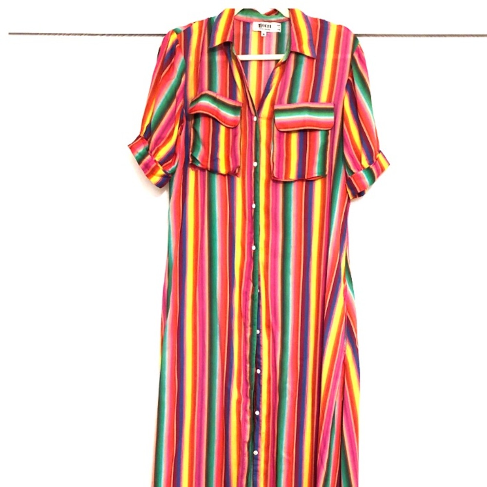 Southwestern Boho Rainbow Shirtdress - Picture 2 of 2